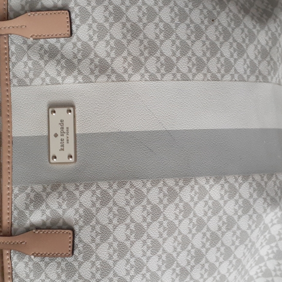 Kate spade gray cream canvas tote bag - Picture 7 of 16